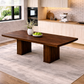 78 Inch Walnut Fluted Dining Table with 6 PU Leather Nailhead Dining Chairs Set