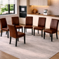 78 Inch Walnut Fluted Dining Table with 6 PU Leather Nailhead Dining Chairs Set