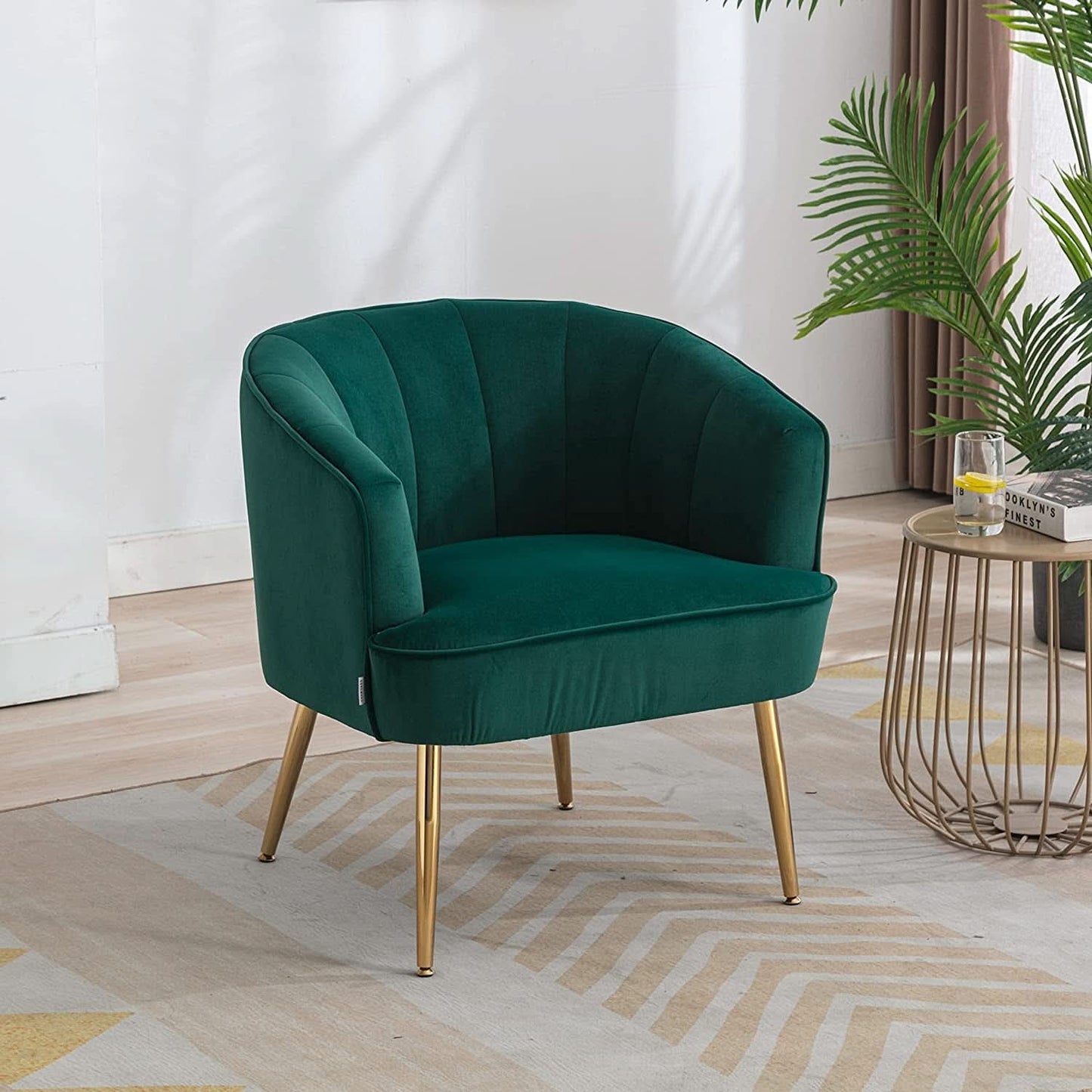 Green Velvet Accent Chair With Gold Legs For Living Room Furniture