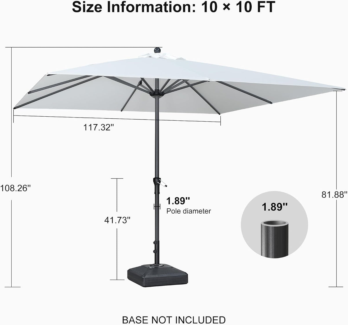 10x10 Patio Umbrella White Outdoor Weatherproof Durable