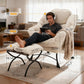 Large Corduroy White Armchair With Ottoman Footrest