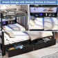 Queen Over Queen Metal Bunk Bed USB Charging Ports And LED