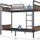 Metal Twin Over Twin Bunk Bed Vintage Brown Safety Rails