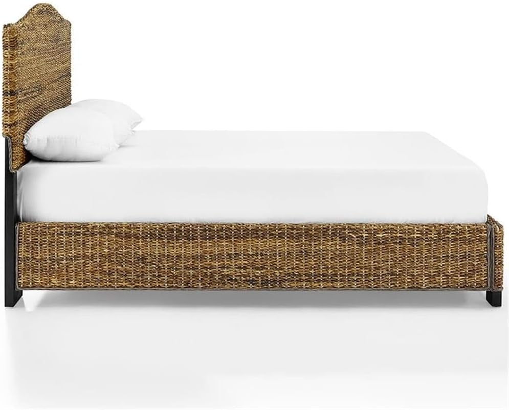Queen Platform Bed Natural Solid Wood 600Lbs Capacity