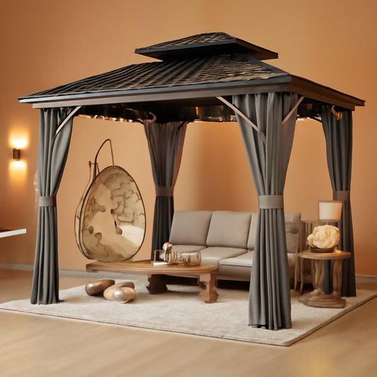 10x10 Outdoor Gazebo Weatherproof Privacy Curtains