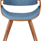 Butterfly Mid Century Modern Dining Chair Blue Upholstery Walnut Finish