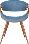 Butterfly Mid Century Modern Dining Chair Blue Upholstery Walnut Finish