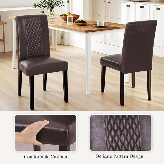 Dining Chairs Ergonomic Lumbar Chocolate PU Leather