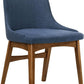 Azalea Blue Fabric and Walnut Wood Dining Chairs Set of 2