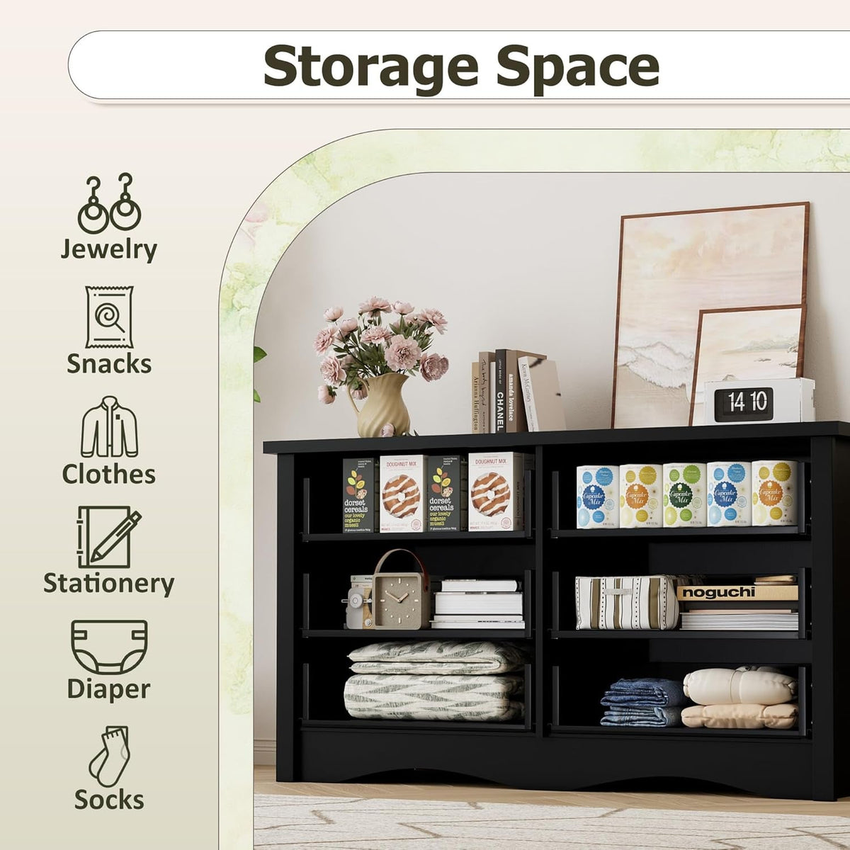 Black Premium Bedroom Dresser With Storage Drawers-3