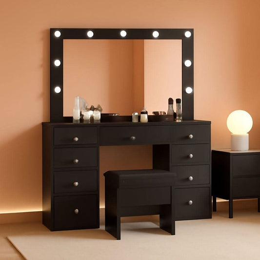 Makeup Vanity Desk With Hollywood Illumination Mirror