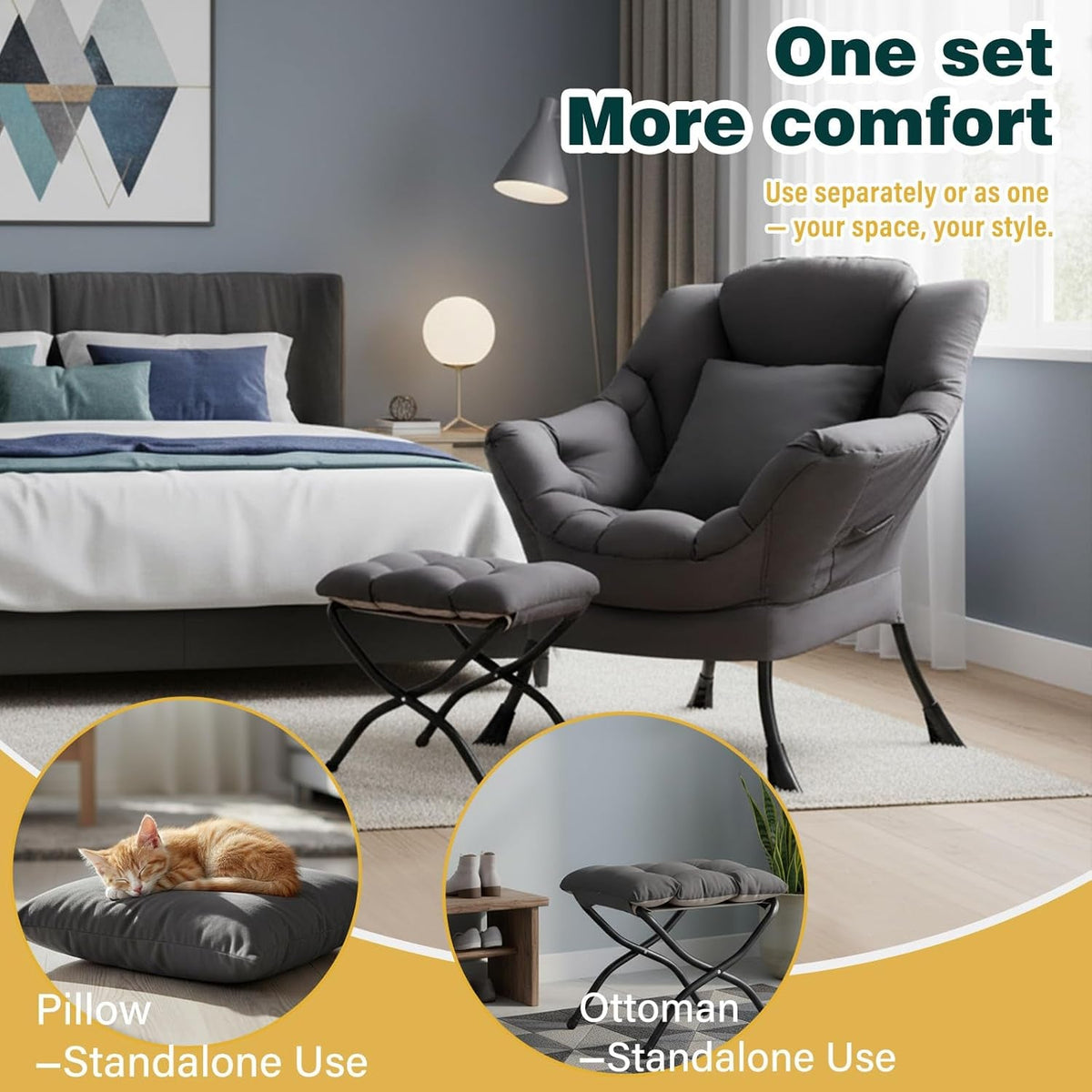 Dark Grey ExtraLarge Oversized Ottoman Reclining Chair