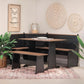 Black Pecan Five Seat Dining Set With Storage Benches