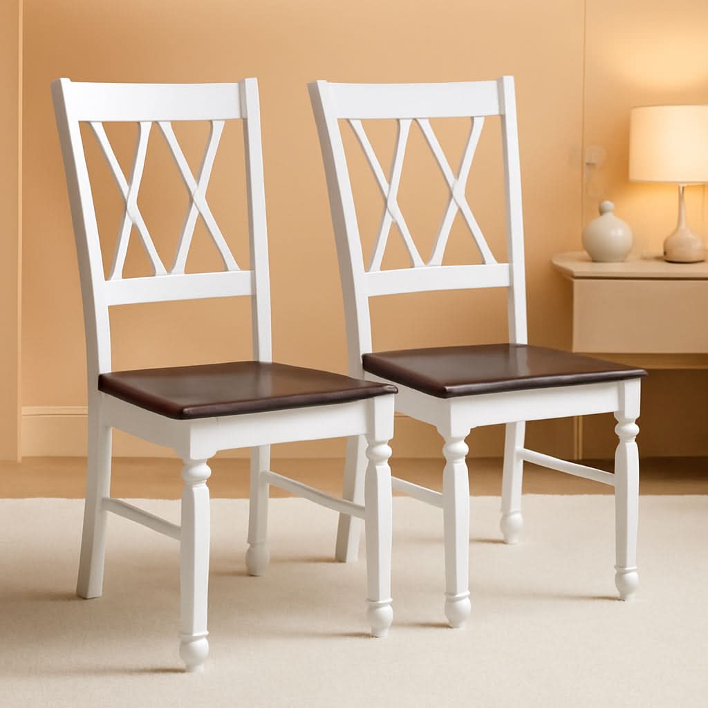 Shelby Distressed White X Back Dining Chairs Set Of 2