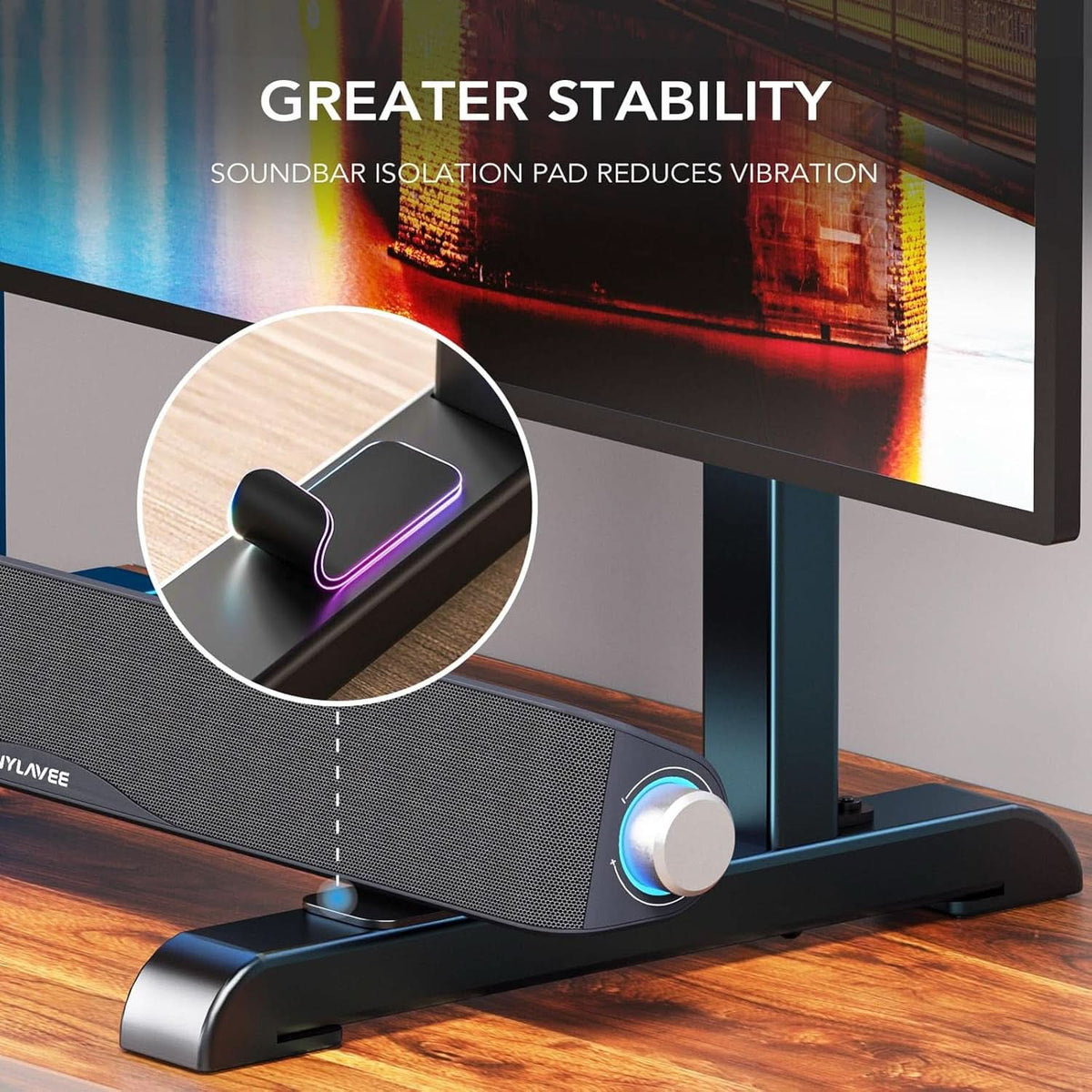 Tabletop TV Stand Black Height Adjustable Universal