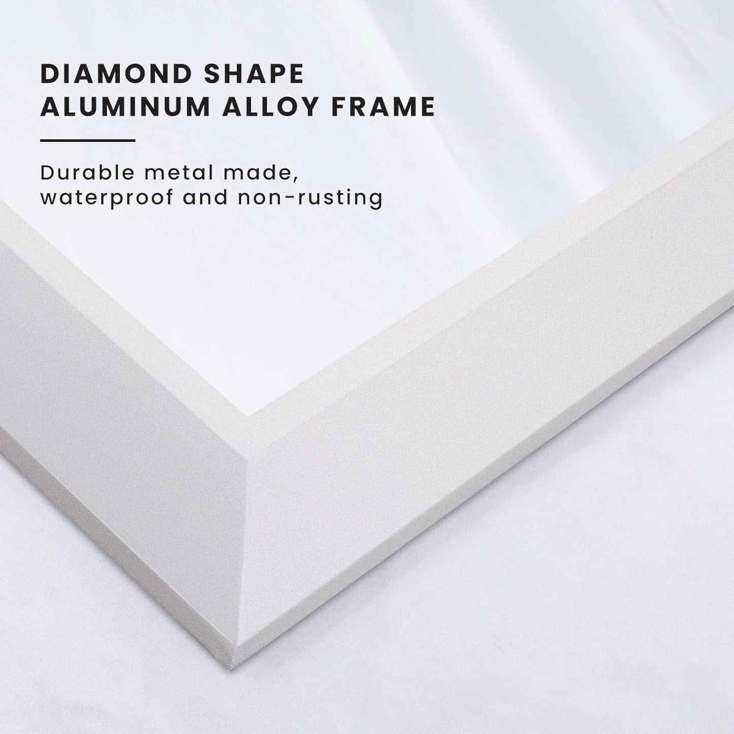Bathroom Mirror 55x32Inch White Matte Beveled Frame