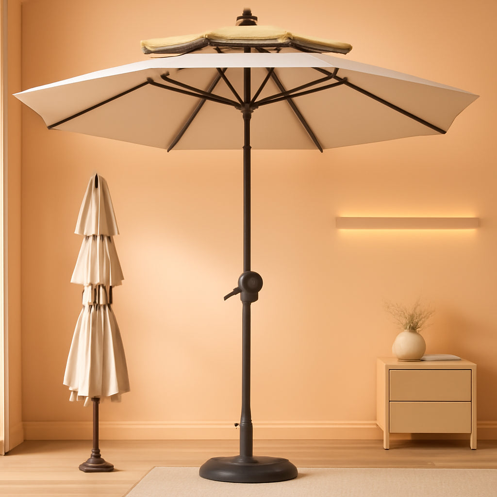9Ft Weather Resistant Outdoor Patio Umbrella Auto Tilt