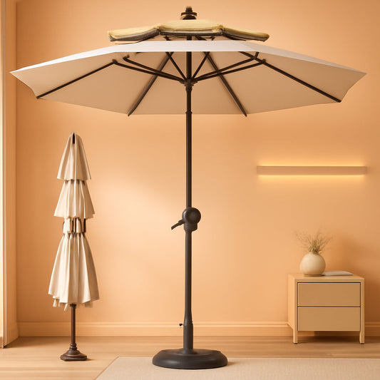 9Ft Weather Resistant Outdoor Patio Umbrella Auto Tilt