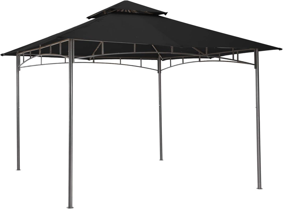 10x12 Black Outdoor Gazebo Weatherproof Steel Frame