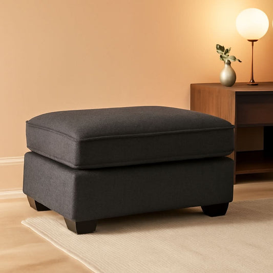 Dark Gray Modern Rectangular Chenille Upholstered Ottoman