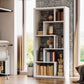 Geometric 6 Shelf Industrial Bookcase White Tall Storage