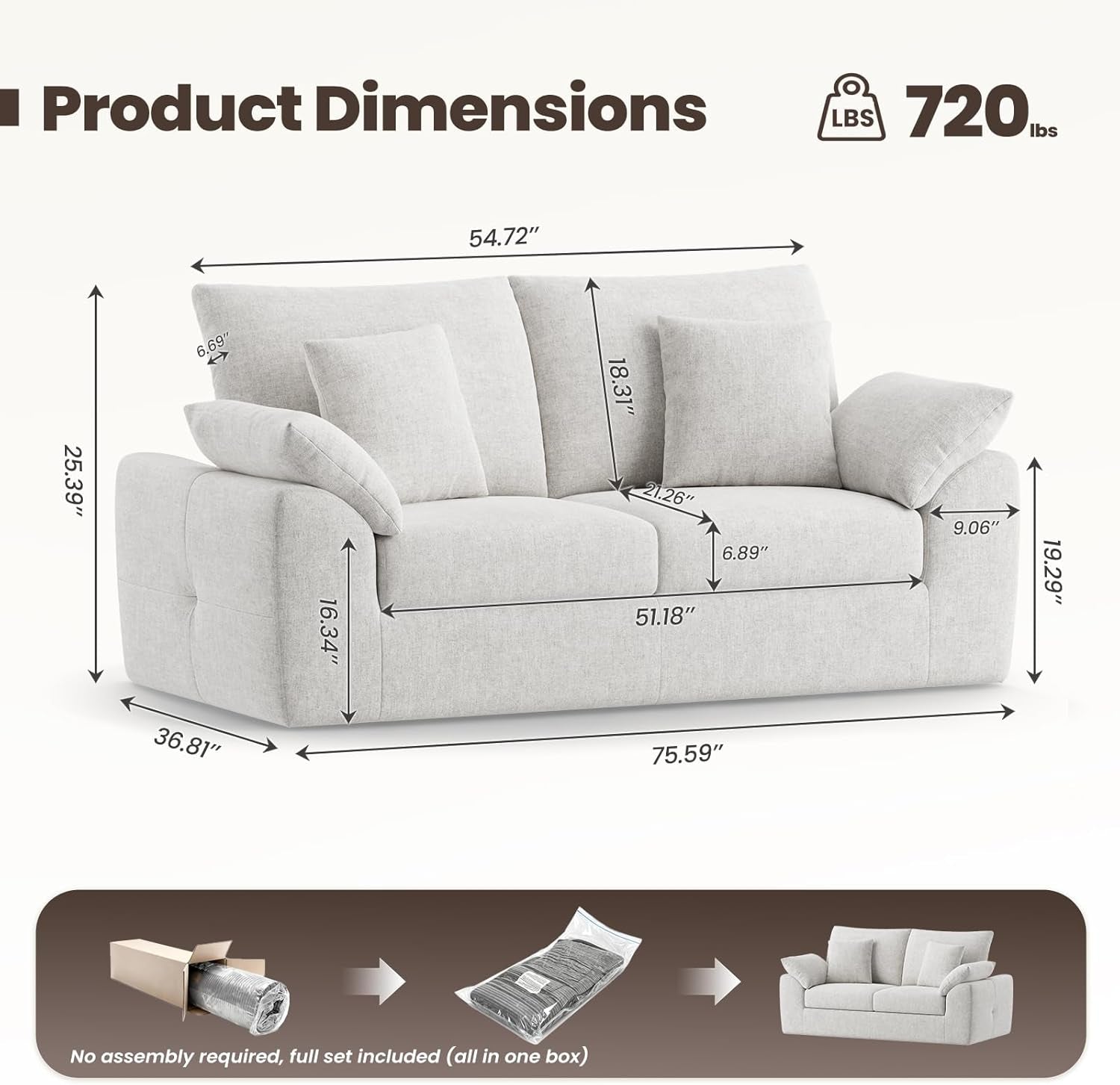 Beige Two Seater Sofa For Compact Modern Living Room-1