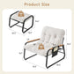 Beige Upholstered Lounge Chair With Ottoman Footrest