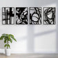 Black Abstract Metal Wall Art 4 Pack Minimalist 3D