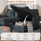 Dark Grey LShaped Convertible Sleeper Sofa Durable