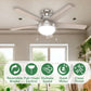 Anslee Brushed Nickel Flush Mount Ceiling Fan
