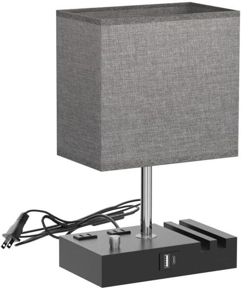 Grey Dimmable Nightstand Lamp Illuminating Ambient Lighting