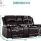 Espresso Leather Sofa Set With Manual Recliner For Living Room