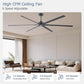 Black 120-Inch Reinforced Multipurpose Ceiling Fan