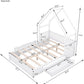 Queen Size Kids House Bed Frame With Under Bed Storage Drawers