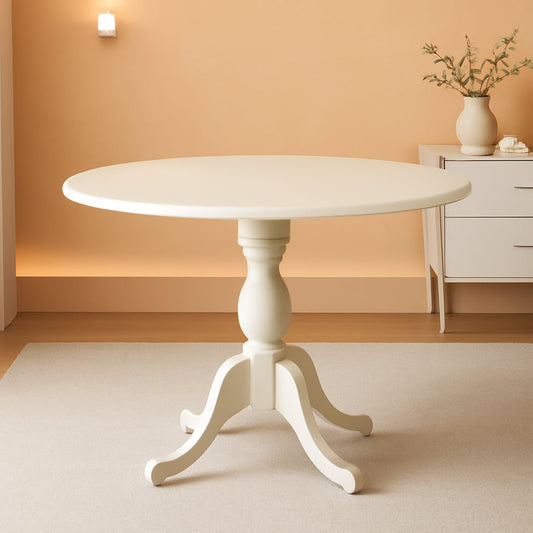 Round Pedestal Dining Table Contemporary Linen White