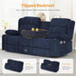 Blue Loveseat Recliner Sofa With Flip Backrest Manual