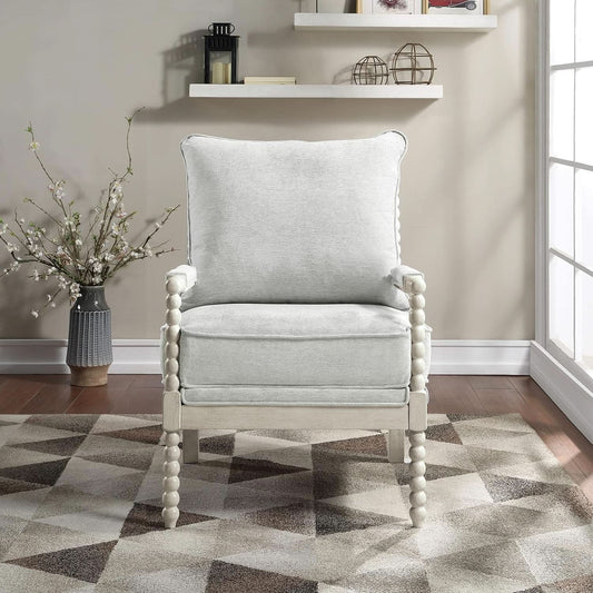 Spindle Accent Chair Smoke Grey Textured Upholstery