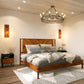 King Bed Frame Headboard Rustic Golden Brown Durable Gloss