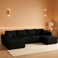 Corduroy Black UShaped 146Inch Modular Sectional Sofa