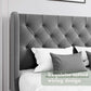 Grey VelvetLux Upholstered King Bed Frame Wing back