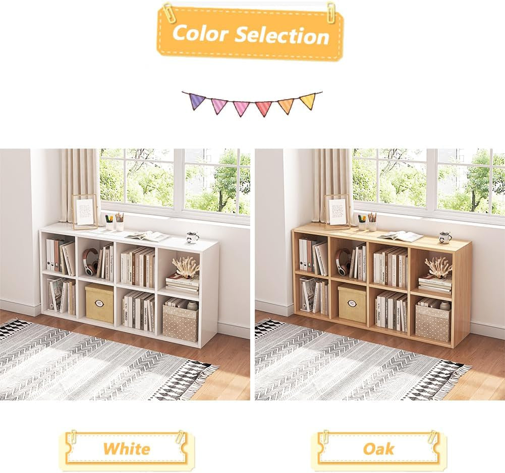 Eight Cube Organizer Bookcase Stackable Open Shelf Oak