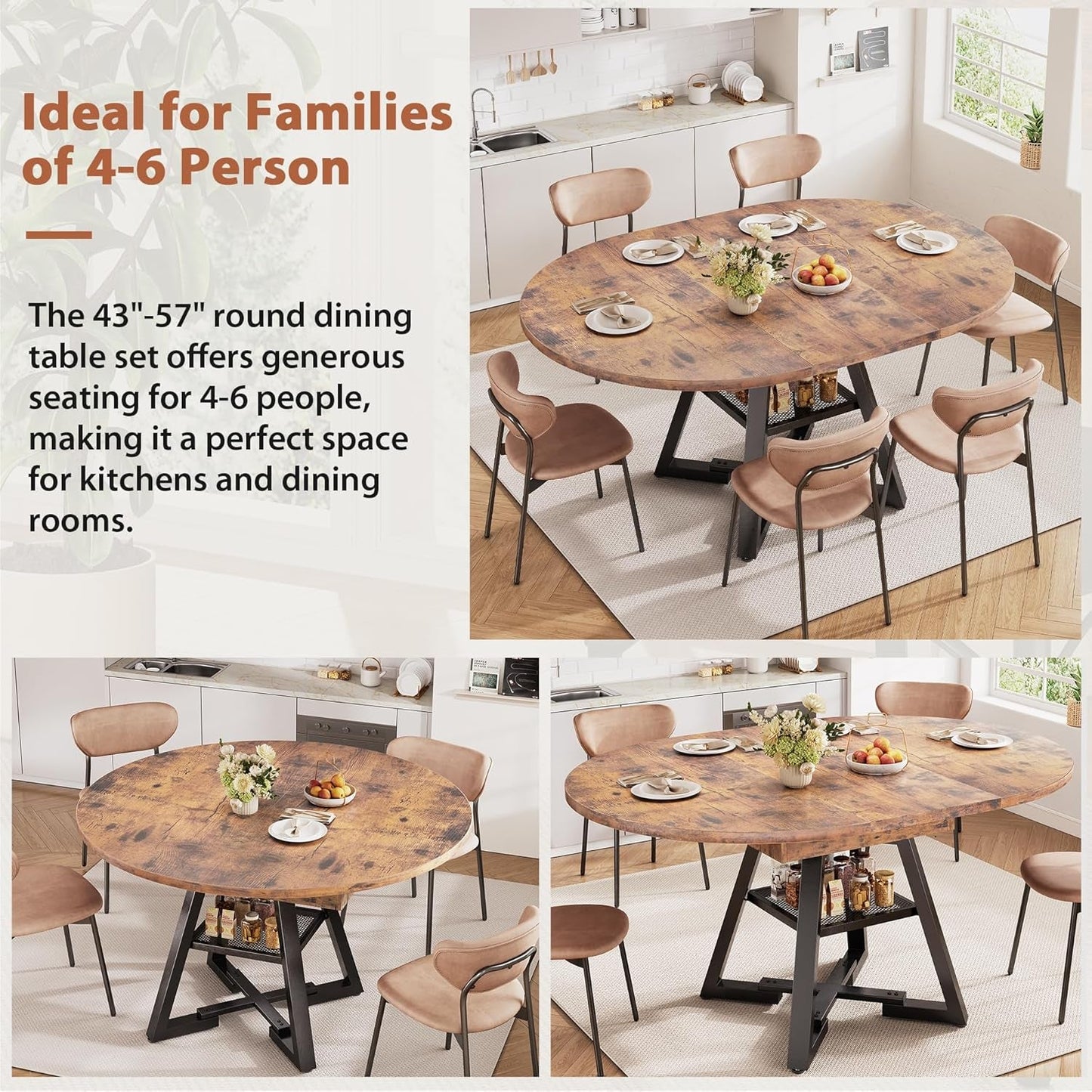 Expandable Oval Dining Table With BuiltIn Storage System