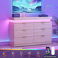 Oak Dresser Six Drawer With Integrated RGB LED Illumination