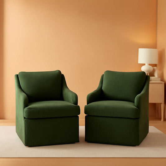 Upholstered Dining Chairs Green With Smooth Casters