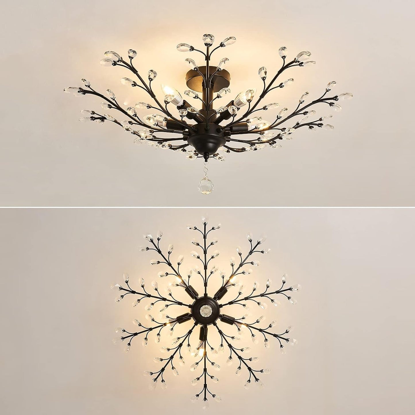 Black Five Light Vintage Crystal Ceiling Chandelier