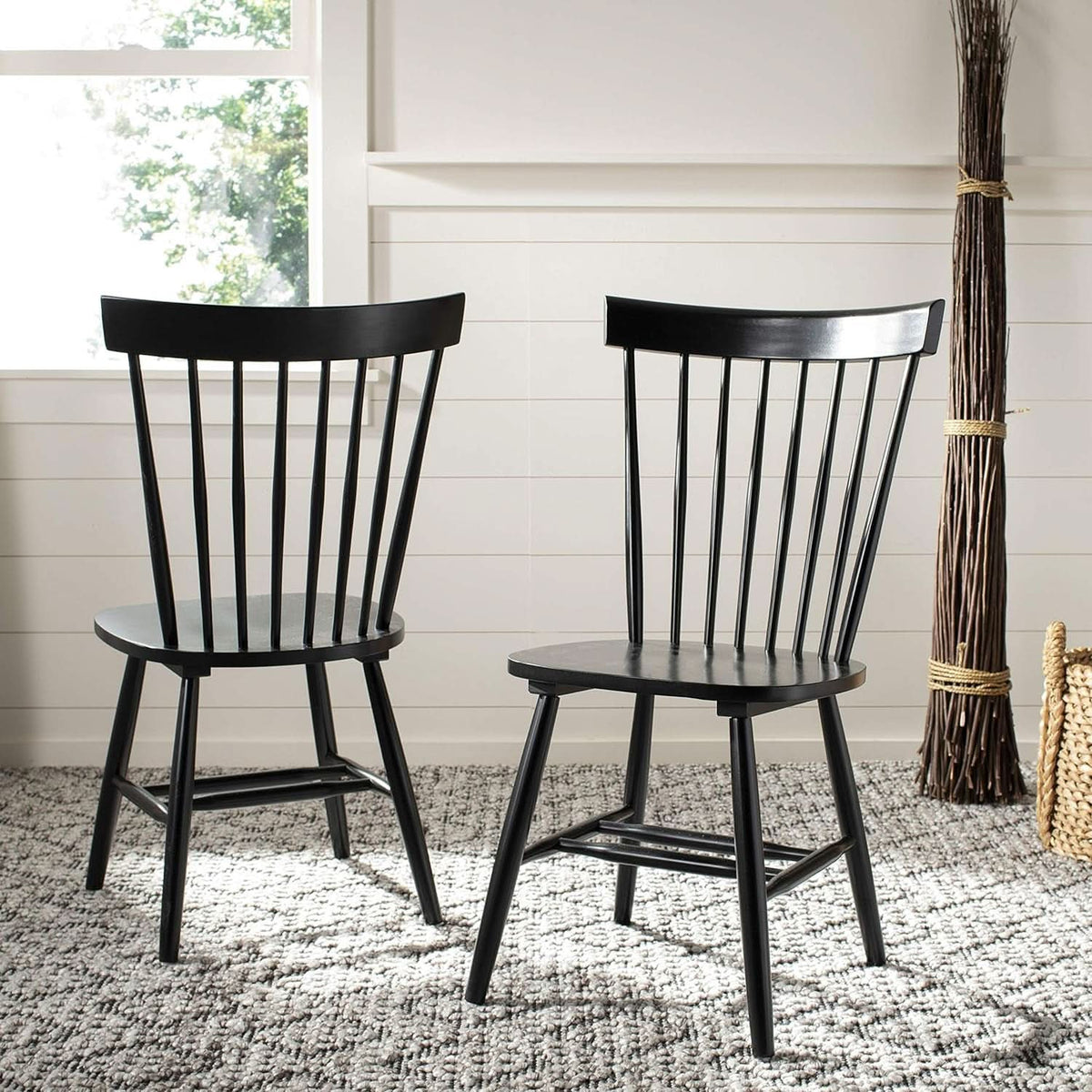 Parker Spindle Windsor Dining Chair Set Of 2 Black 17 Inch
