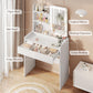White Vanity Desk Mirror Featuring Integrated Lighting