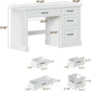 Cream White Farmhouse Executive Desk Featuring Drawers