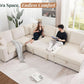 130Inch Beige Upholstered Sleeper Sofa With Storage