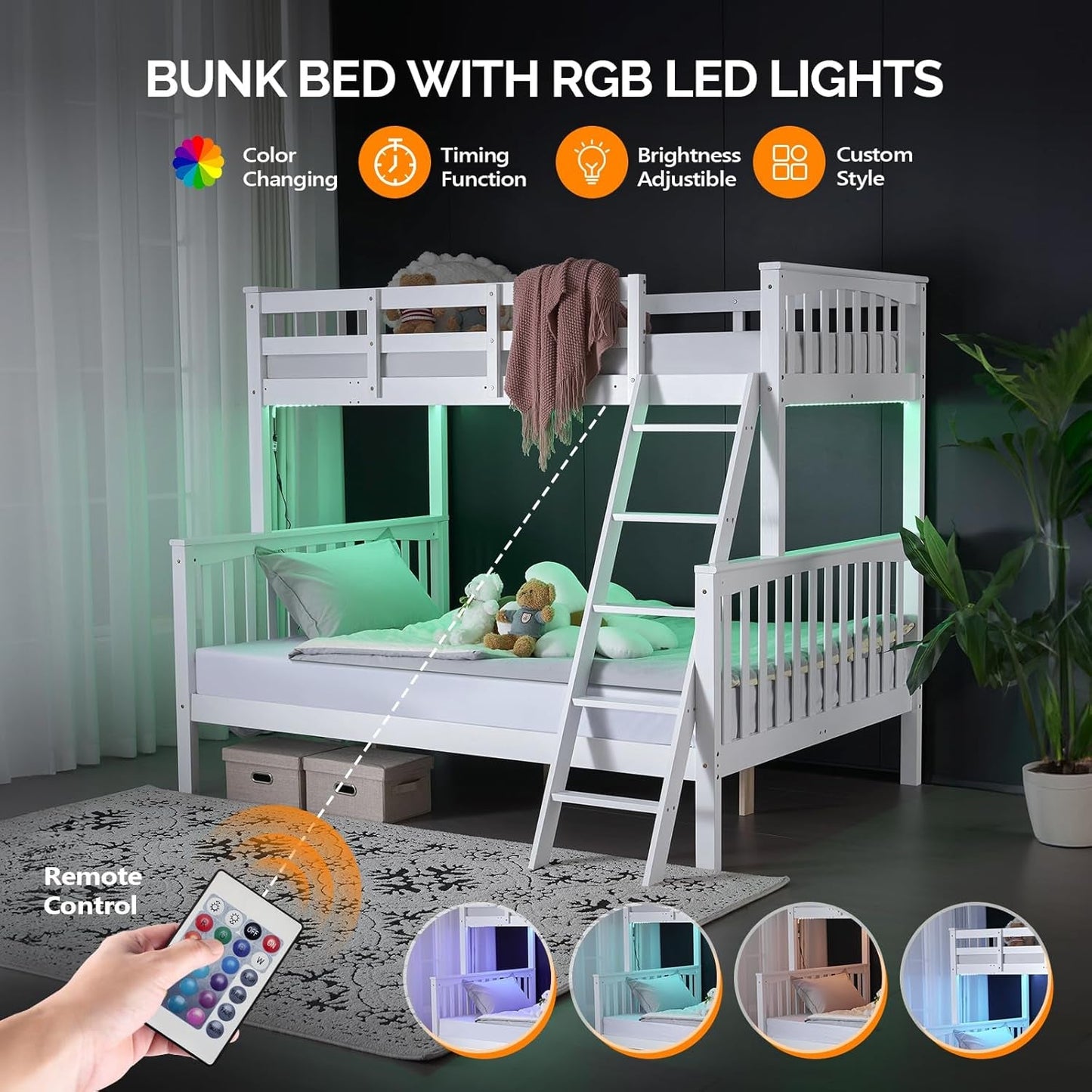 White Luxurious Hardwood Space Saving Bunk Bed Twin
